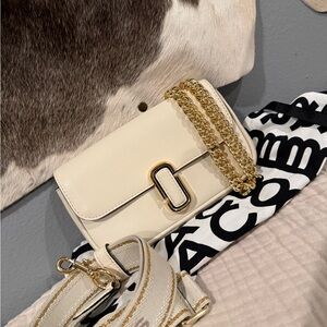 Marc By Marc Jacobs Cream Crossbody Bag with Gold Chain